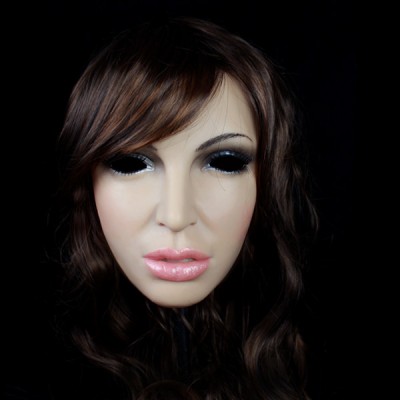(SH-8) crossdress masquerade cosplay realistic female/girl silicone half face mask/props fixed with string crossdresser doll
